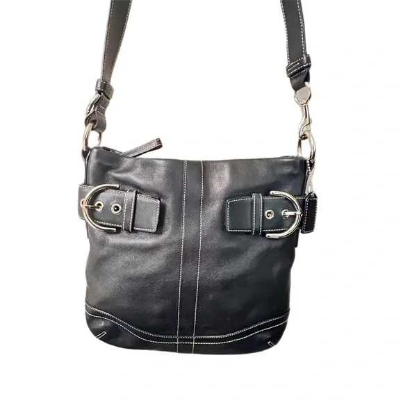 Vintage COACH Soho Slim Shoulder Bag Blk soft Leather #1452 like new - Picture 4 of 9